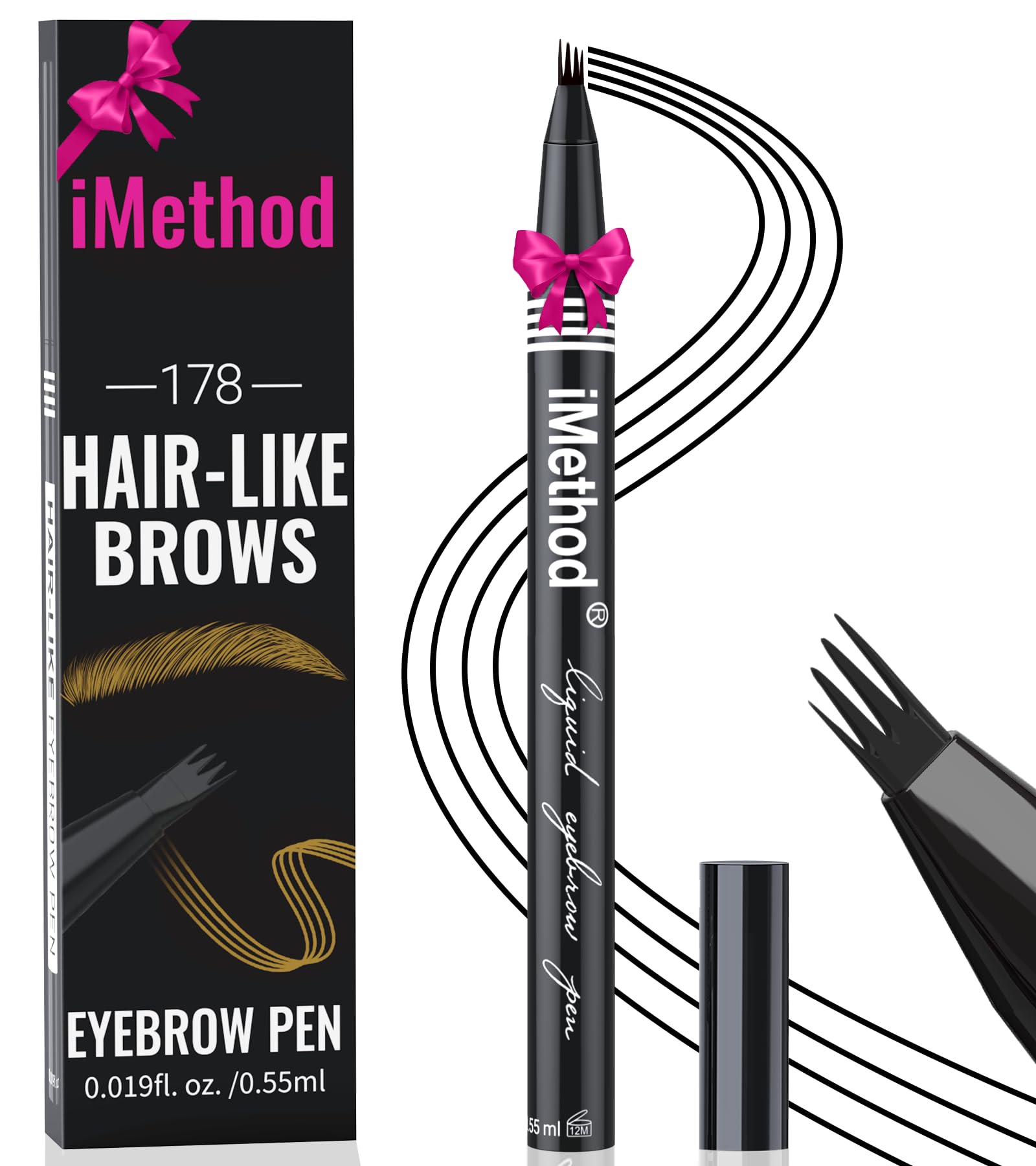 iMethod stylo sourcils avec pointe micro 4 fourches pour tracé précis.