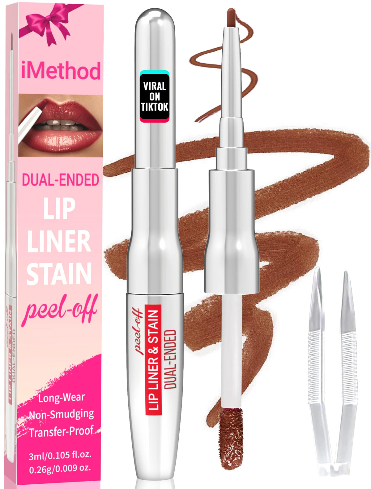iMethod teinte lèvres doublee avec pince pour une application précise et durable.