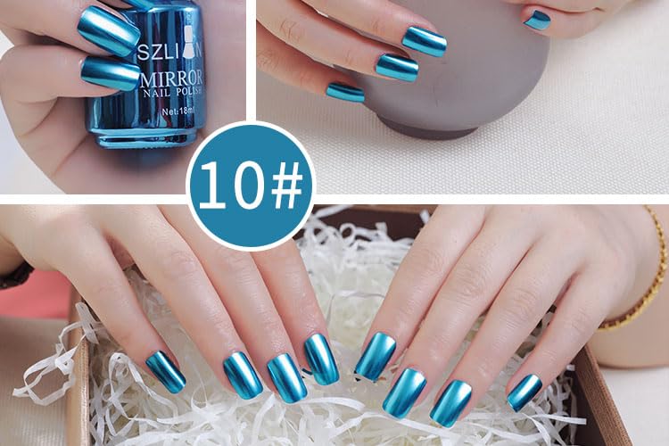 IMGDD vernis bleu miroir avec brillance diamantée pour look chic