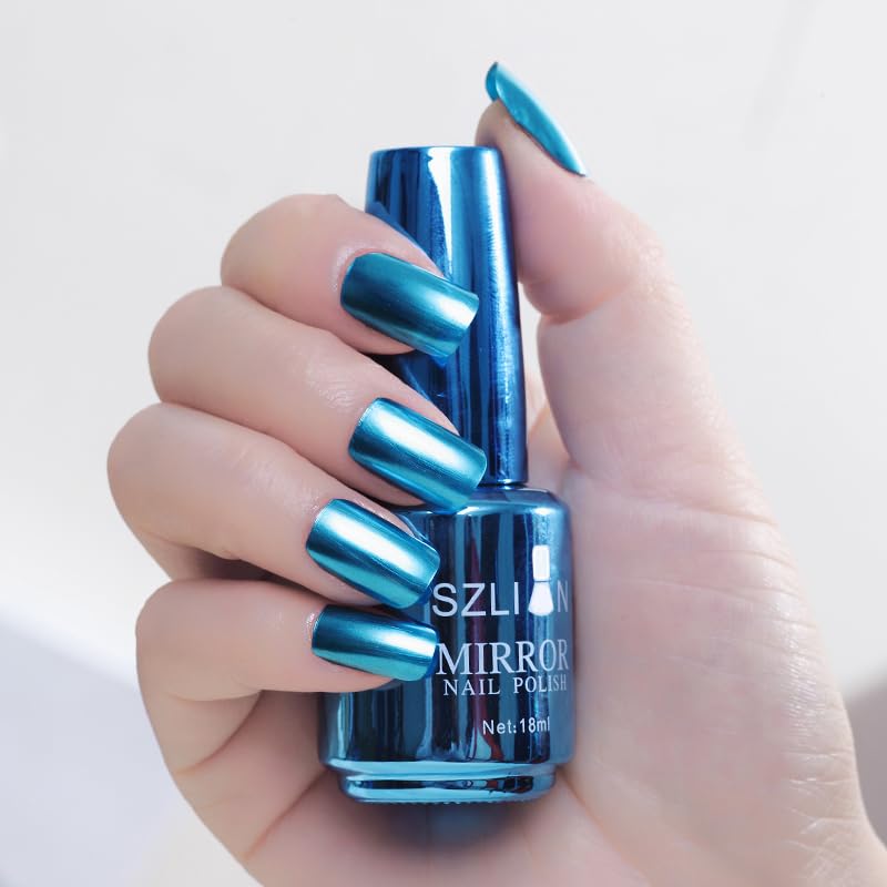 IMGDD vernis bleu miroir pour une manucure métallique lumineuse
