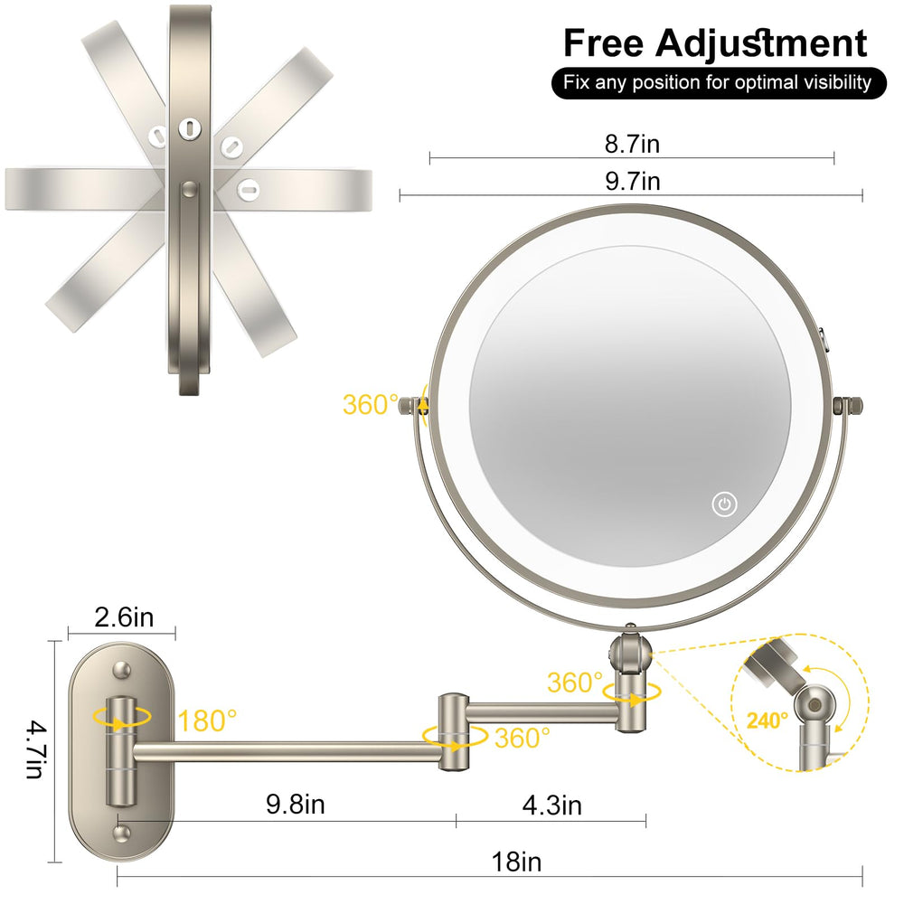 Miroir IMIKONA mural rotation 360° et angle personnalisable.