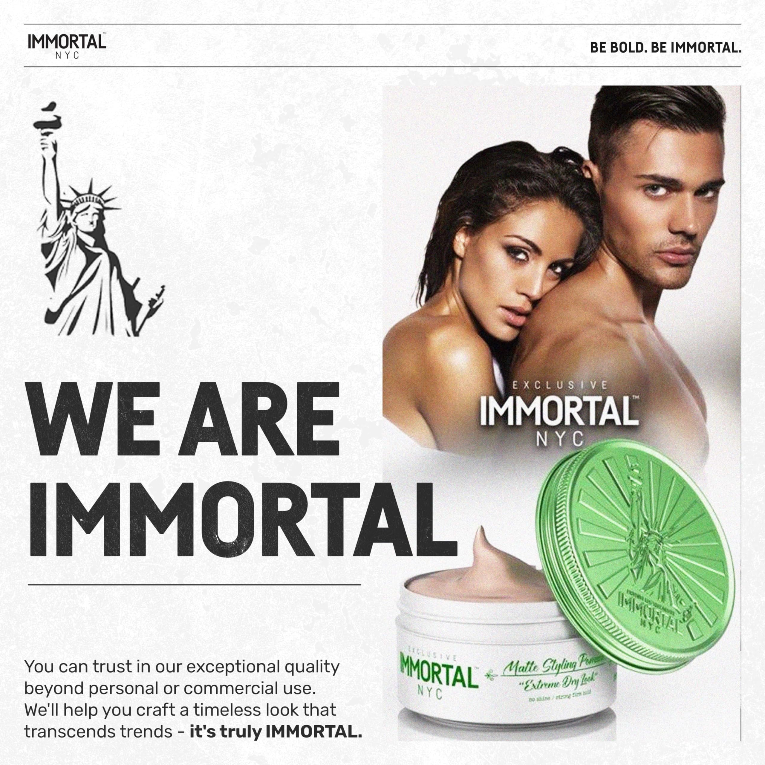Immortal NYC Matte Styling Extreme Dry Look Pomade daily-use routine support.