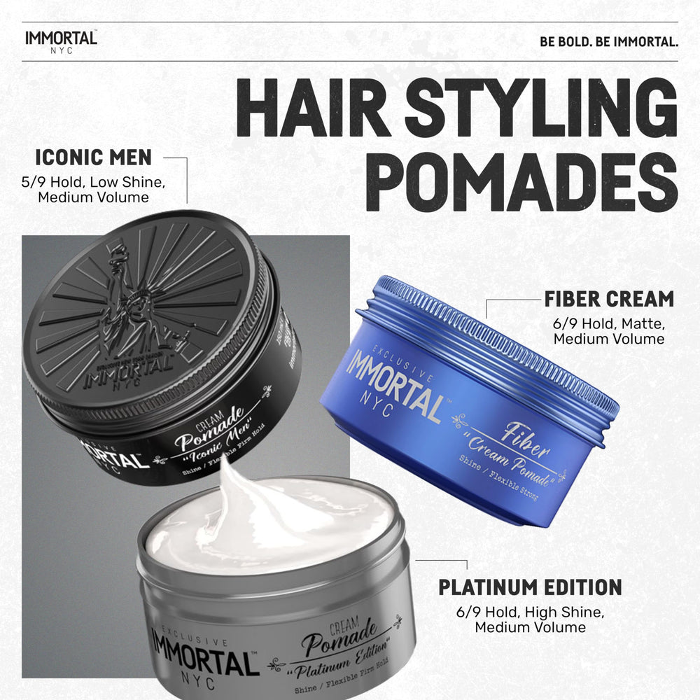 Immortal NYC Iconic Man Pomade label highlights all-natural ingredients.