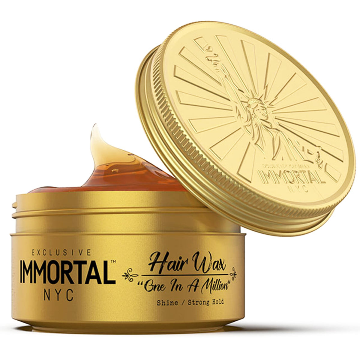 Cire Immortal NYC One In A Million dans le pot, tenue flexible et brillance.
