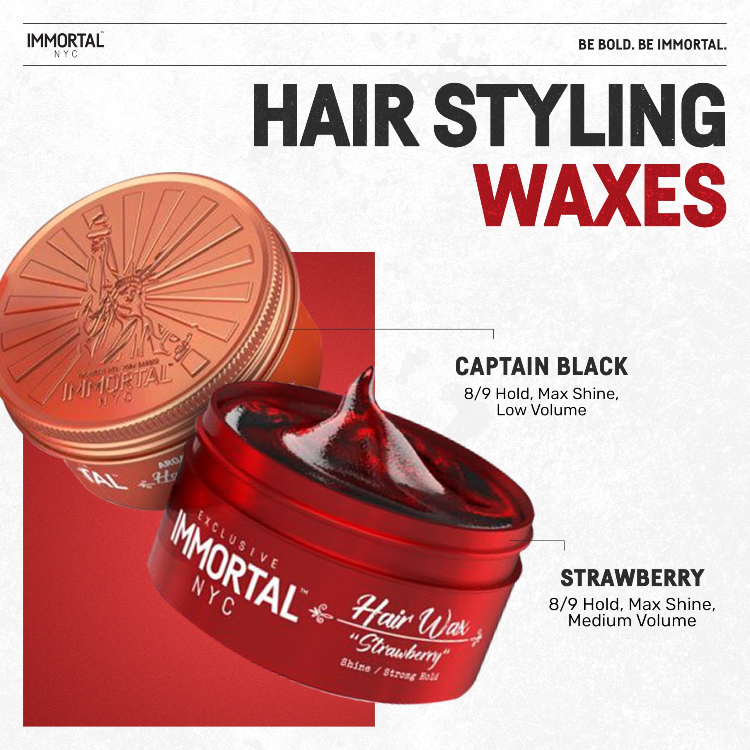 Immortal NYC Strawberry Hair Wax for all hair types demonstrates versatility in daily routines.