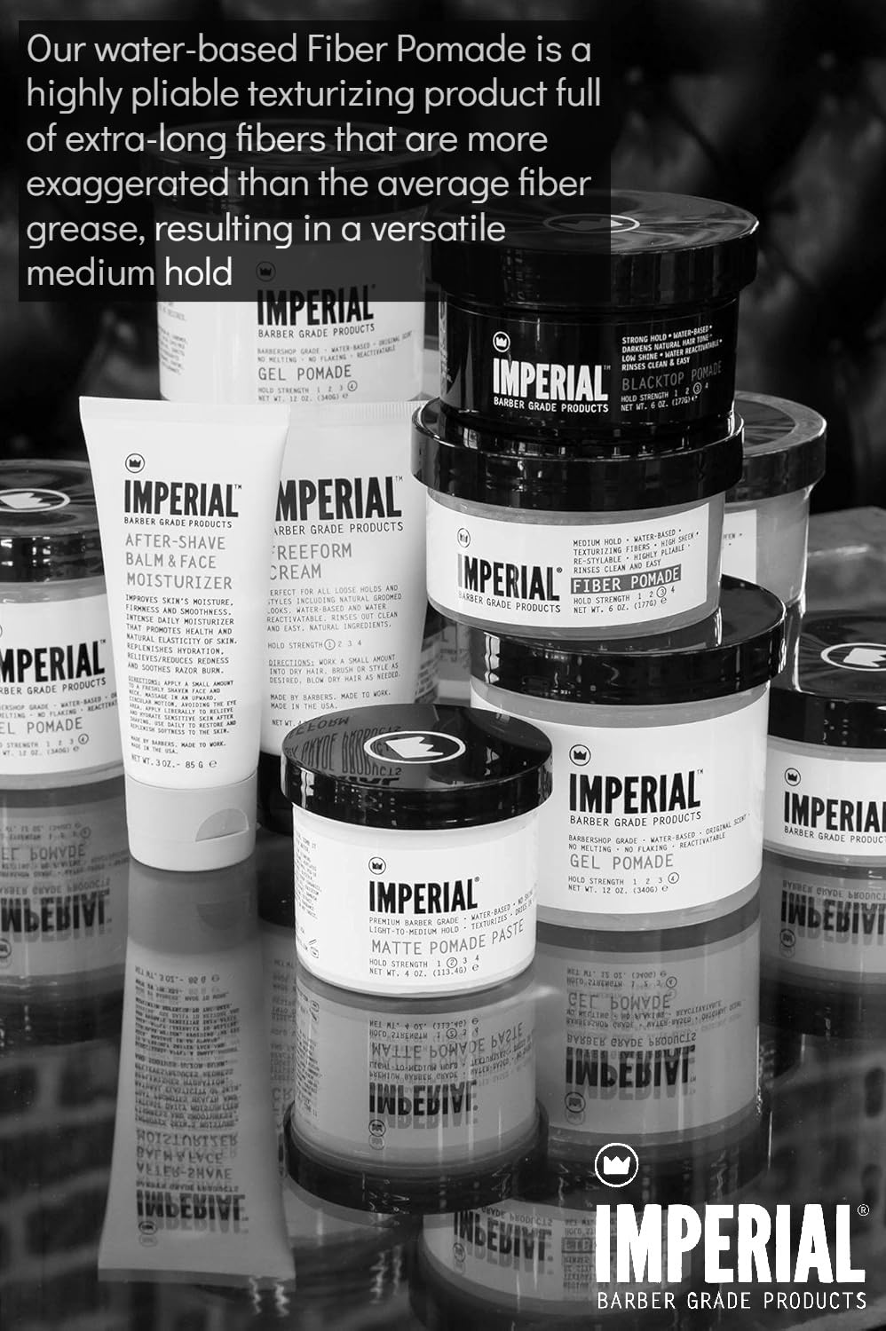 Imperial Fibre Pomade, apporte texture et souplesse sans alourdir les cheveux.