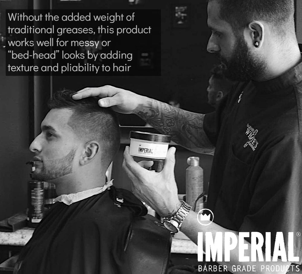 Imperial Fibre Pomade, tenue moyenne et brillance élevée pour un look soigné.