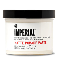 Emballage Imperial Barber Matte Pomade Paste de 142 g, pratique et compact pour votre salle de bains.