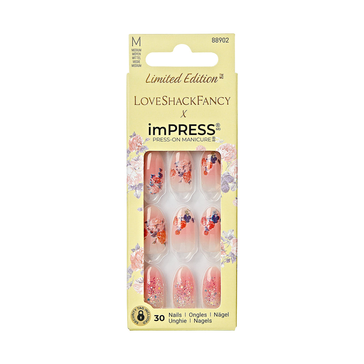 imPRESS LoveShackFancy Citrus Candy, étui d’ongles prêt à porter pour un look rapide