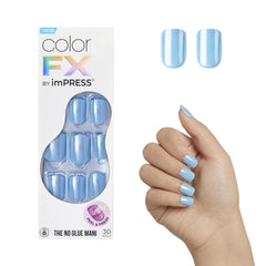 ImPRESS Color FX Meta bleu : vue générale des ongles prêts à porter.