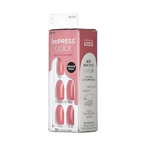 Ongles imPRESS couleur press-on rose solide; look elegant rapide a porter.