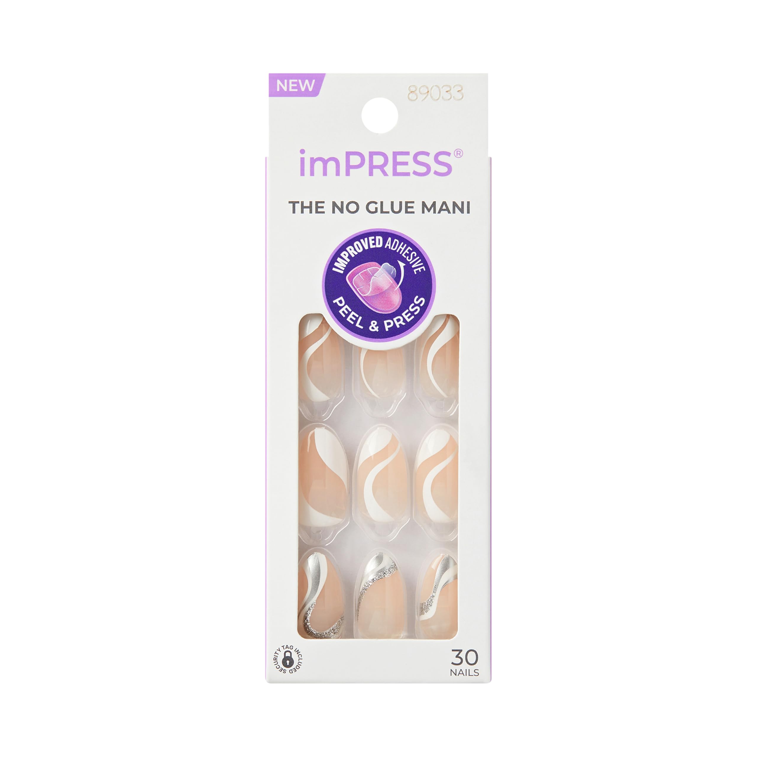 Ongles imPRESS KISS sans colle On My Mind, rendu gel naturel et confortable.