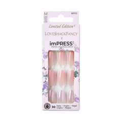 ImPRESS LoveShackFancy design d ongles Blush Lavande, look romantique et tenue longue