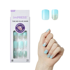 imPRESS Ongles à poser sans colle, design Eternity bleu, allure chic et tenue longue durée.