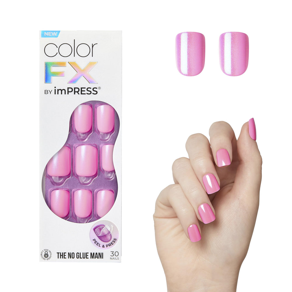 imPRESS No Glue Mani Color FX Nocturne rose onglets – application rapide et adhérence fiable.