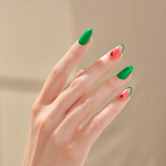 Ongles adhésifs ImPRESS, design pastèque, pointe verte, tenue jusqu’à 7 jours.
