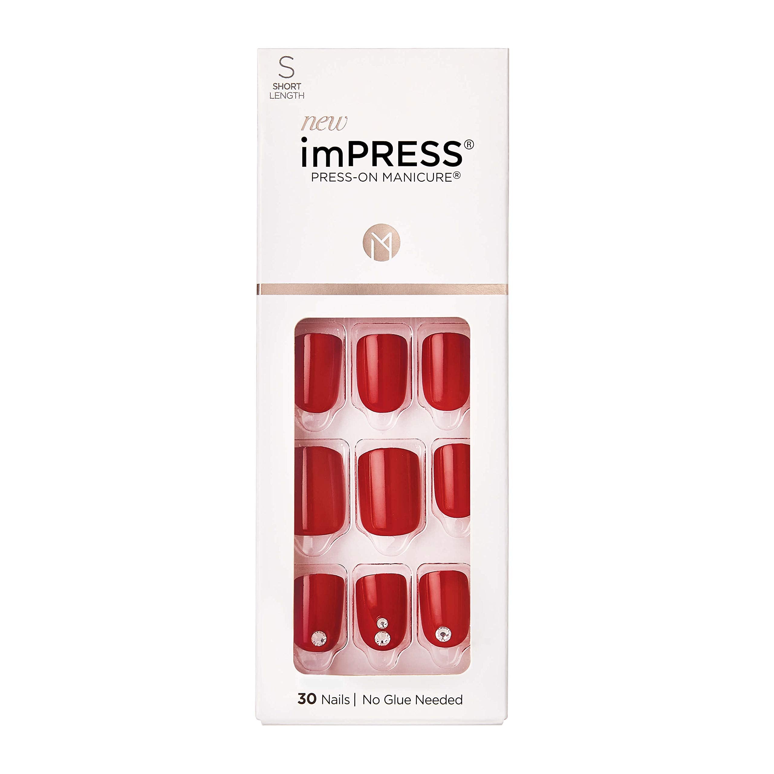 Ongles imPRESS Kill Heels rouge court, pose rapide et fini élégant