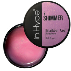 IN.HYPE Sculpting Hard Builder Gel Luminesce Pink 2 bottle highlights durable color and light glitter