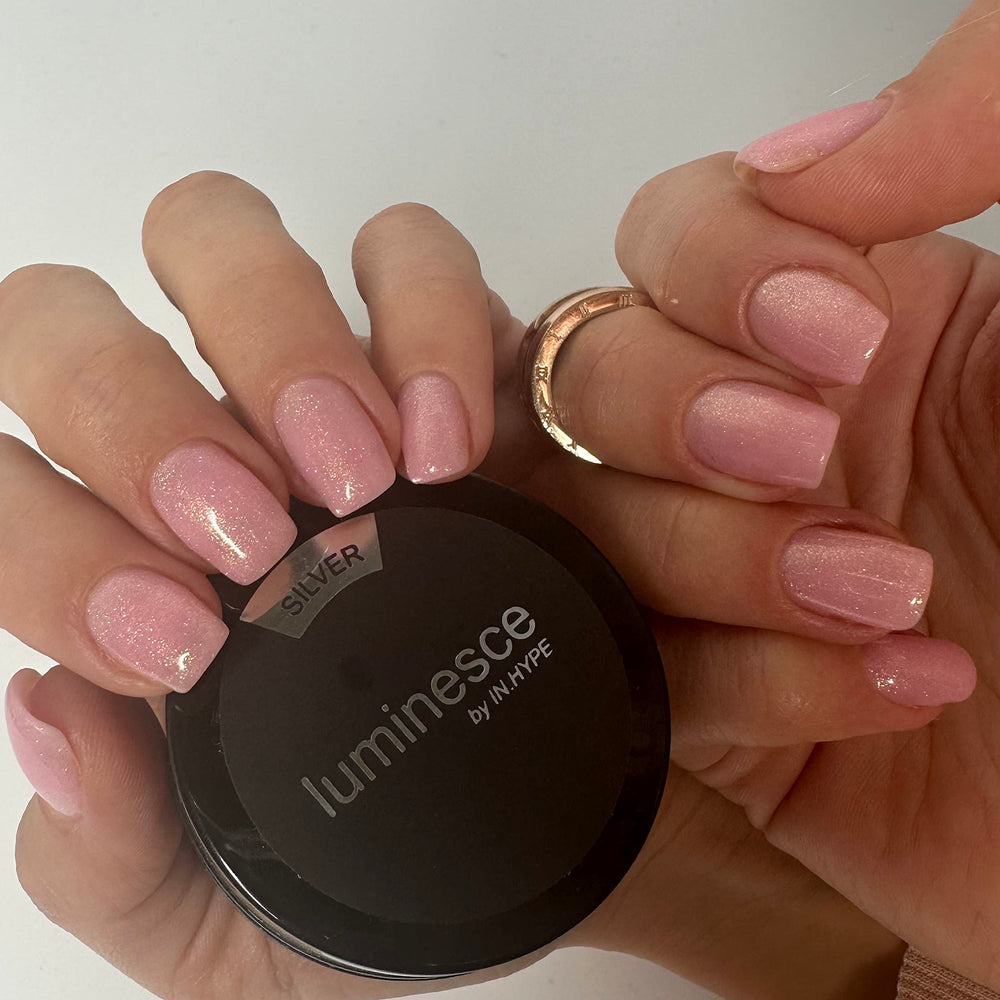IN.HYPE Sculpting Hard Builder Gel natural overlay on real nail demonstrates strong adhesion