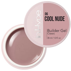 IN.HYPE UV/LED Camouflage Builder Gel bottle shows cool nude shade for lasting manicure.