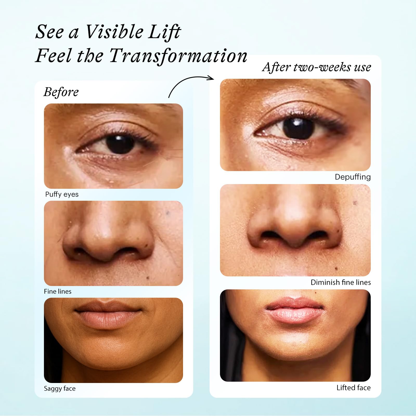 Petite tête intérieure et grande tête extérieure pour massages ciblés autour des yeux