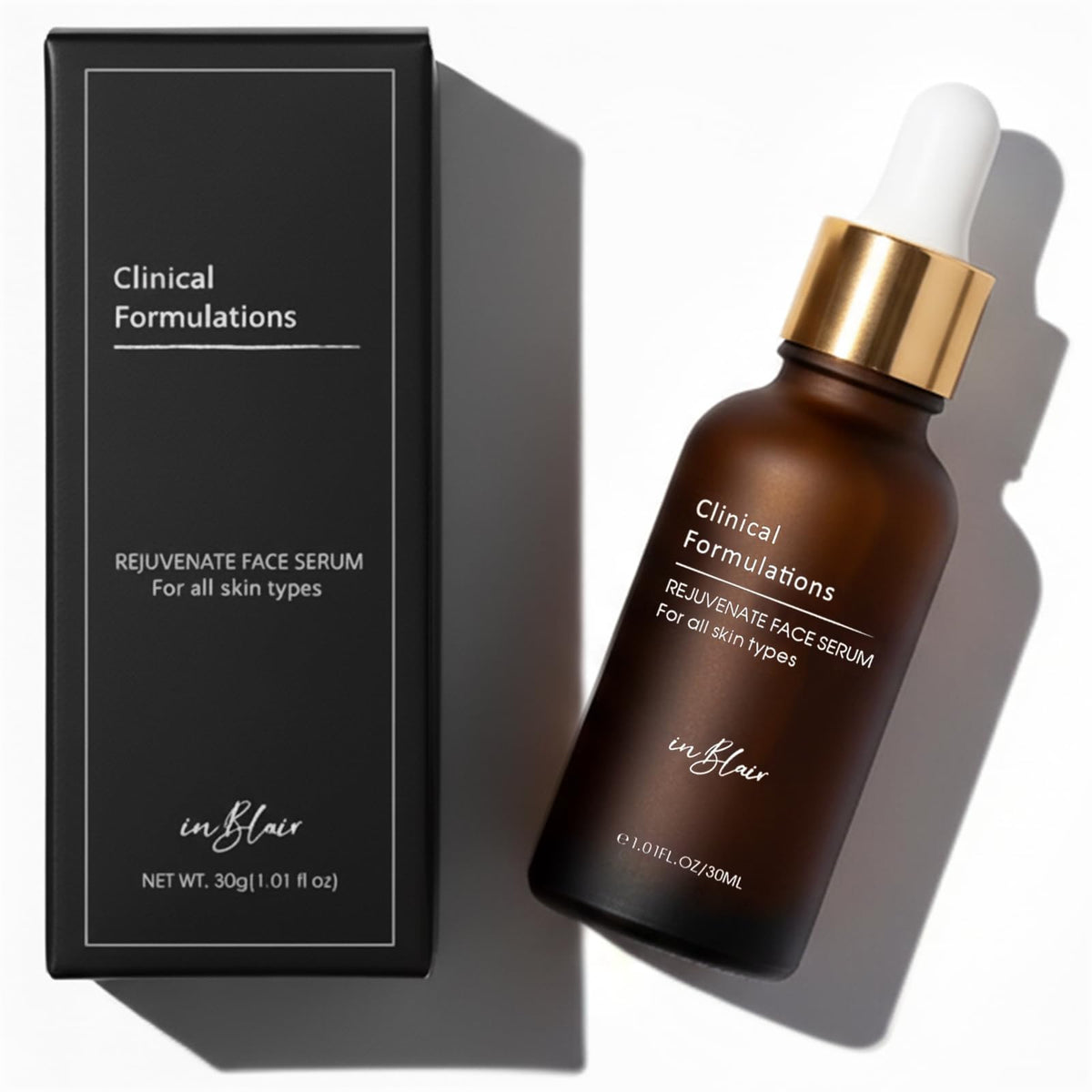Flacon Inblair Sérum Visage, bouteille élégante pour hydratation légère et efficace.
