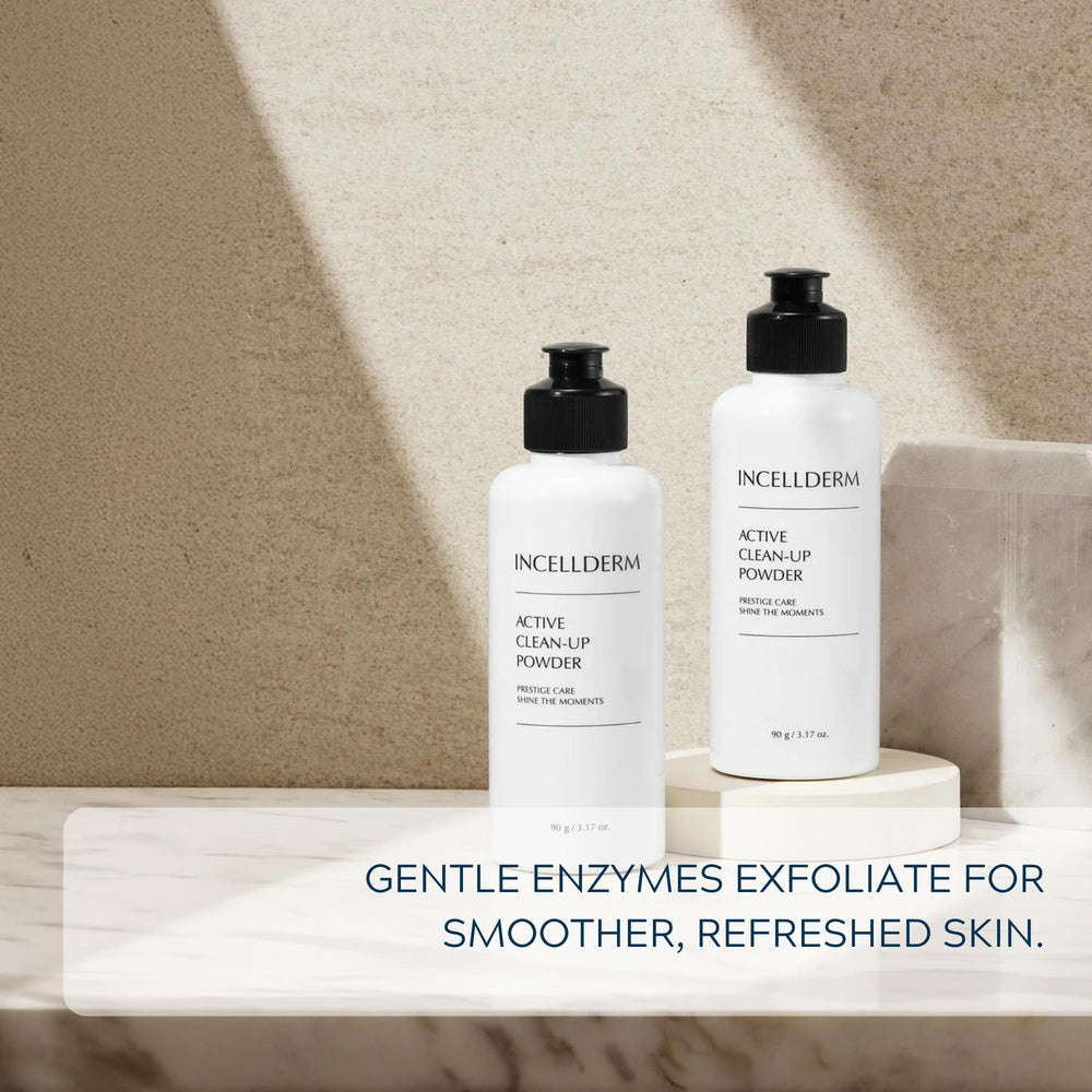 INCELLDERM Active Clean-Up Poudre sensation fraîche: expérience rafraîchissante après le nettoyage.