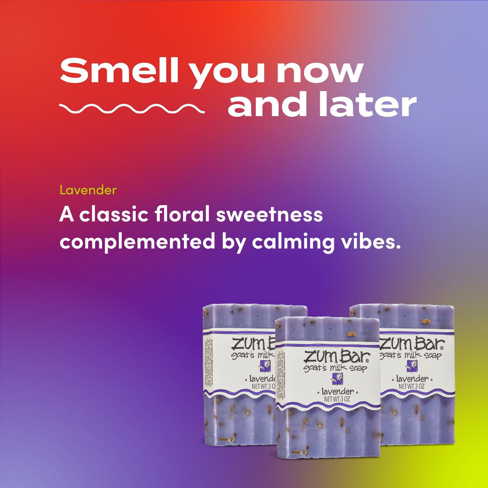 Indigo Wild Goat's Milk Soap Lavender with ingredients emphasis on natural nourishment.