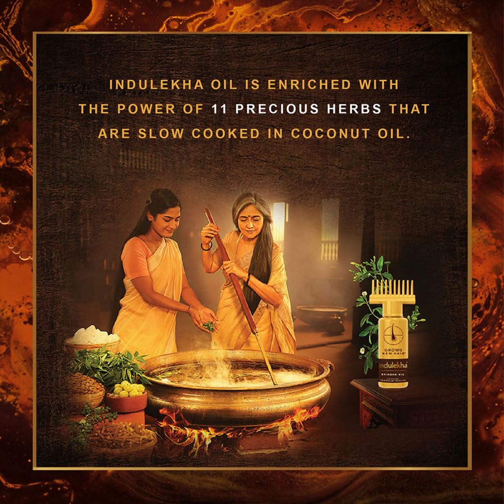 INDULEKHA Bringha Oil – aide à préserver la couleur naturelle des cheveux.