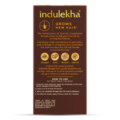 INDULEKHA Bringha Oil – ingrédients naturels aloès, neem et amla pour revitaliser les cheveux.