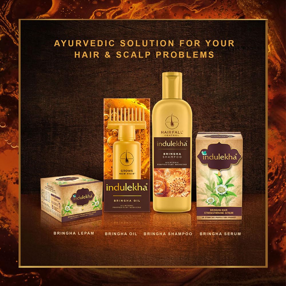 INDULEKHA Bringha Oil – rituel capillaire luxueux pour cheveux en meilleure santé.