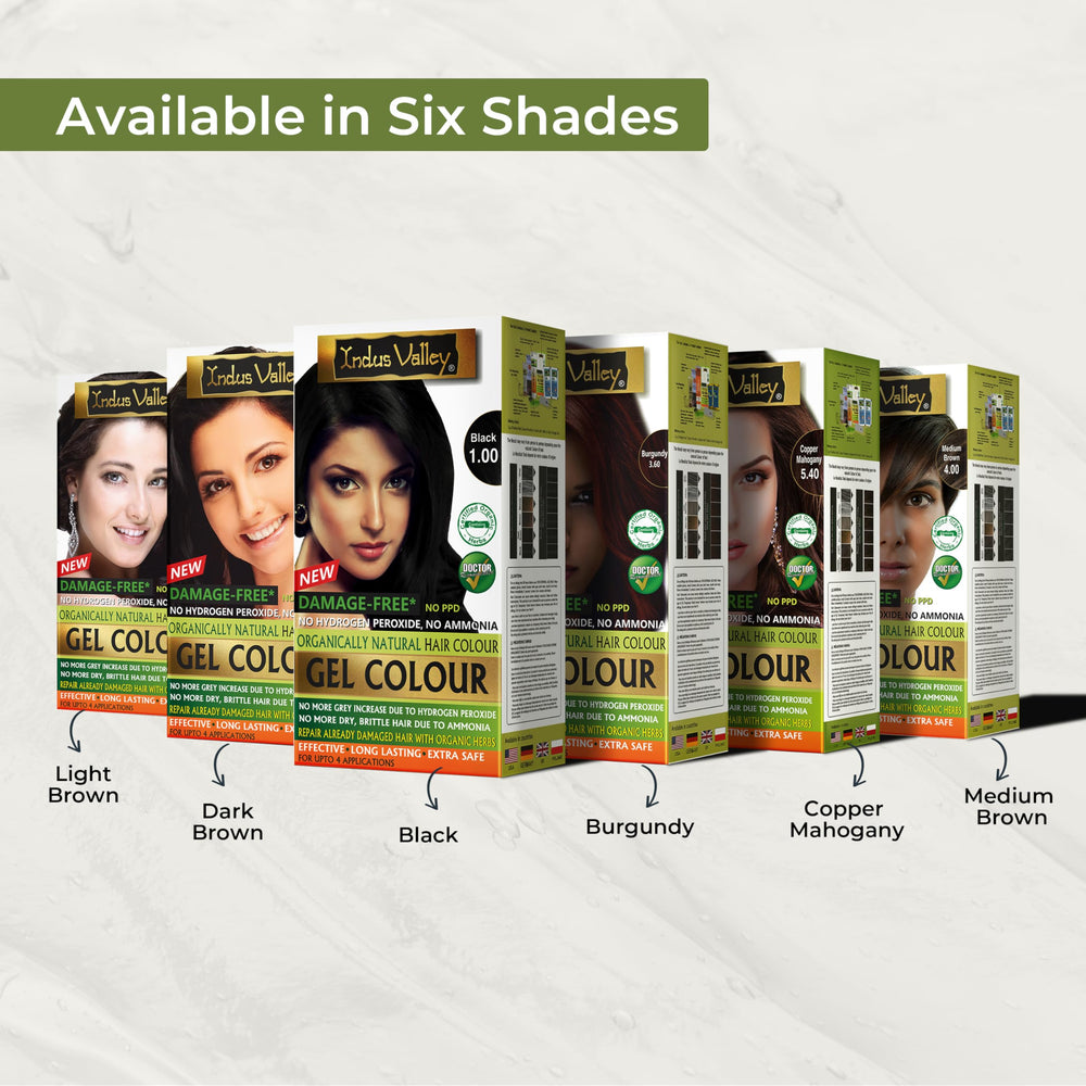 INDUS VALLEY Coloration Gel Damage Free – Après coloration, cheveux plus sains.
