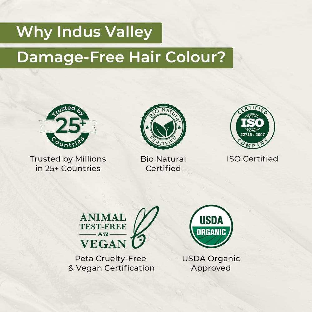 INDUS VALLEY Coloration Gel Damage Free – Herbes nourrissantes pour renforcer les cheveux.