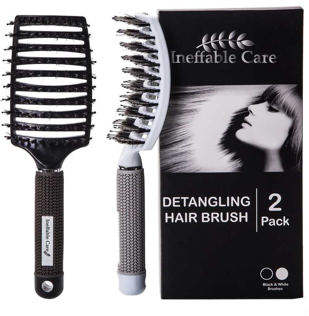 Brosse Ineffable Care avec poils de porc et nylon, détangle efficacement.
