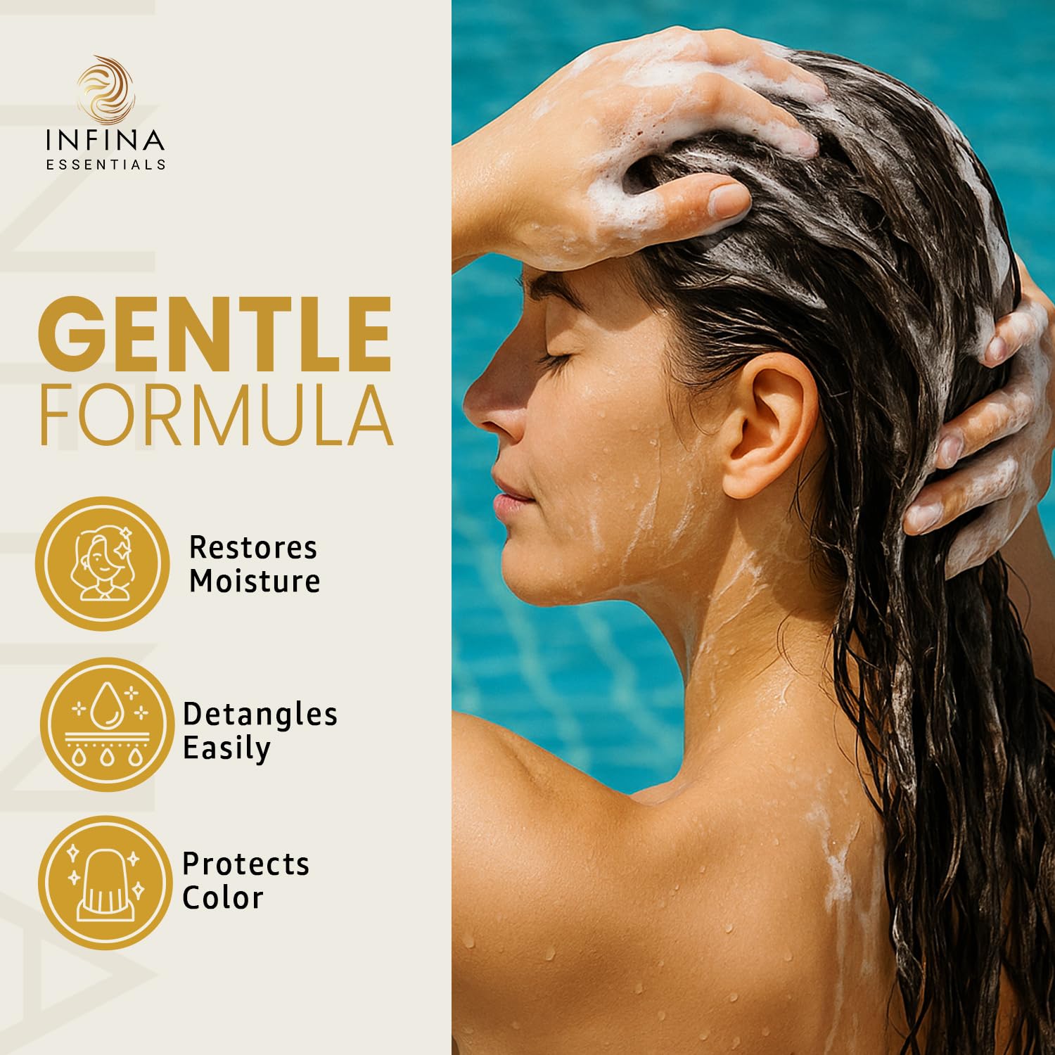 Protection de la couleur avec INFINA ESSENTIALS sans sulfate
