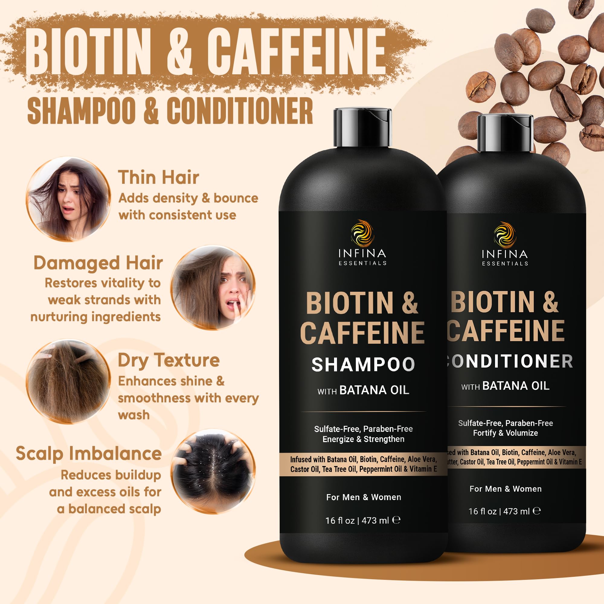 INFINA ESSENTIALS Après-Shampoing Batana Oil, tube élégant, texture nourrissante pour les longueurs