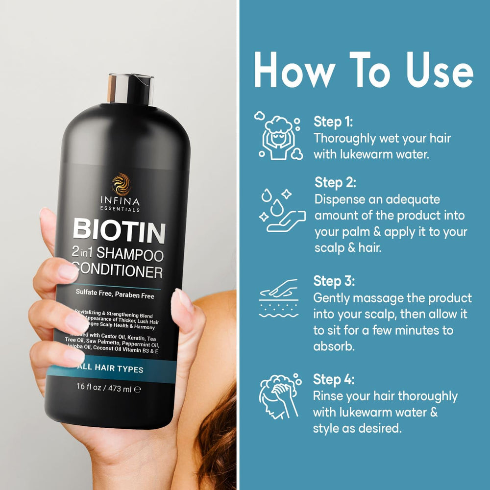 INFINA ESSENTIALS Biotine 2-en-1: image près de la mousse lors du lavage.