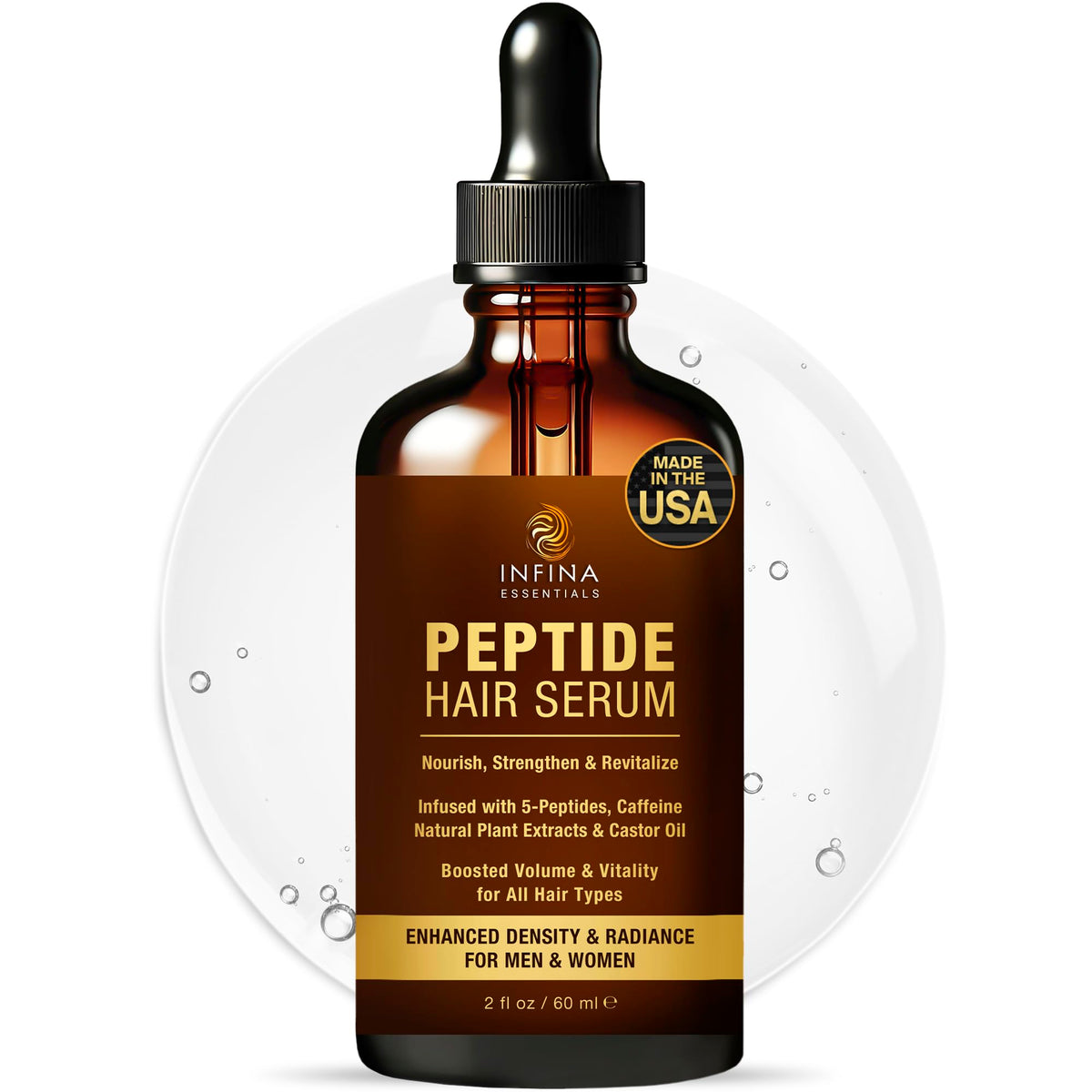 Sérum INFINA ESSENTIALS en flacon, stimulant la croissance des cheveux.
