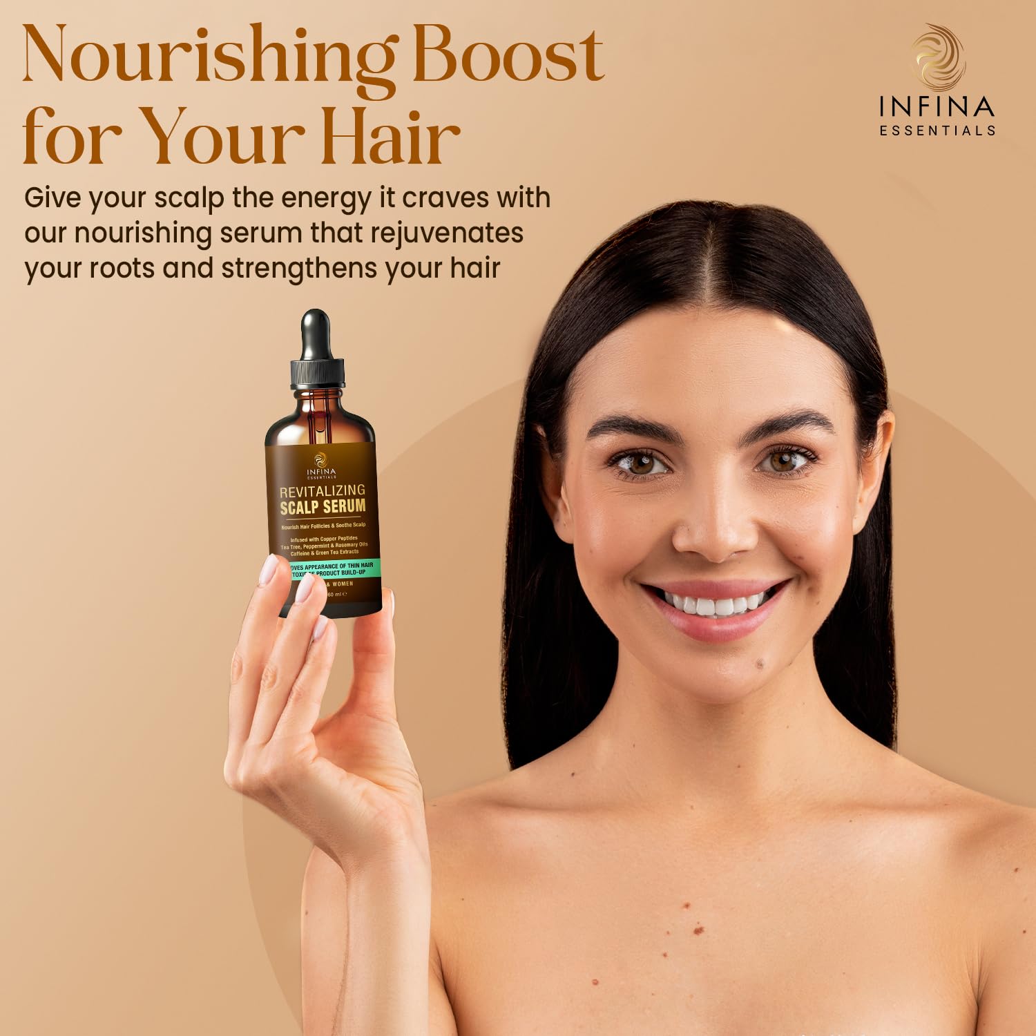 Infina Essentials menthe-romarin, nettoyage doux et cuir chevelu revitalisé.