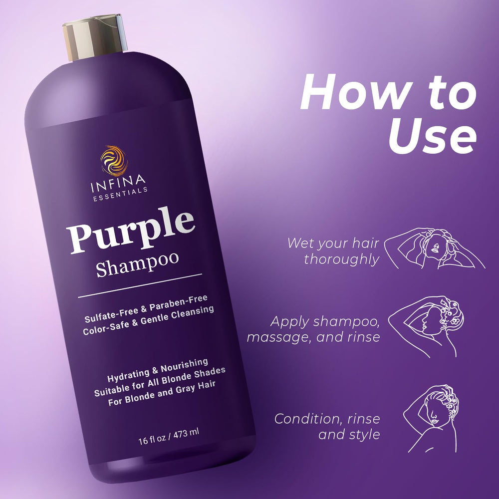 INFINA ESSENTIALS Shampoing violet, texture crème, hydratation et douceur
