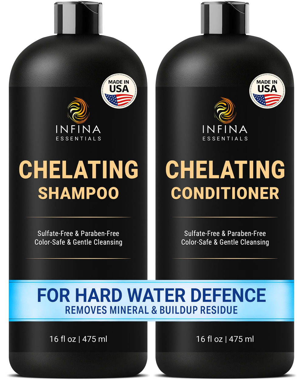 INFINA ESSENTIALS Chelactik-3 shampoing en bouteille – nettoyage en profondeur des minéraux.