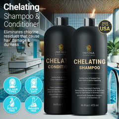 Shampoing détox eau dure INFINA ESSENTIALS prêt à l’emploi pour cheveux propres.