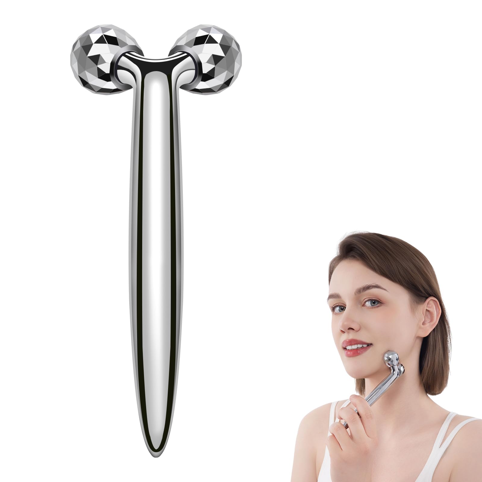 InfiniteRelax rouleau-visage métal, sensation froide pour raffermir et revitaliser la peau