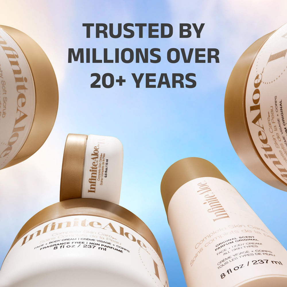 Ingrédients bio InfiniteAloe: aloé vera, huile de rose musquée et thé vert.
