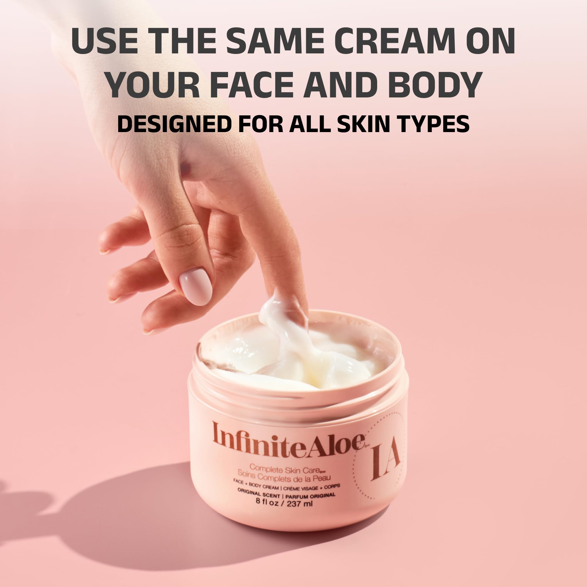 InfiniteAloe Ingrédients naturels et bio nourrissent la peau en douceur.