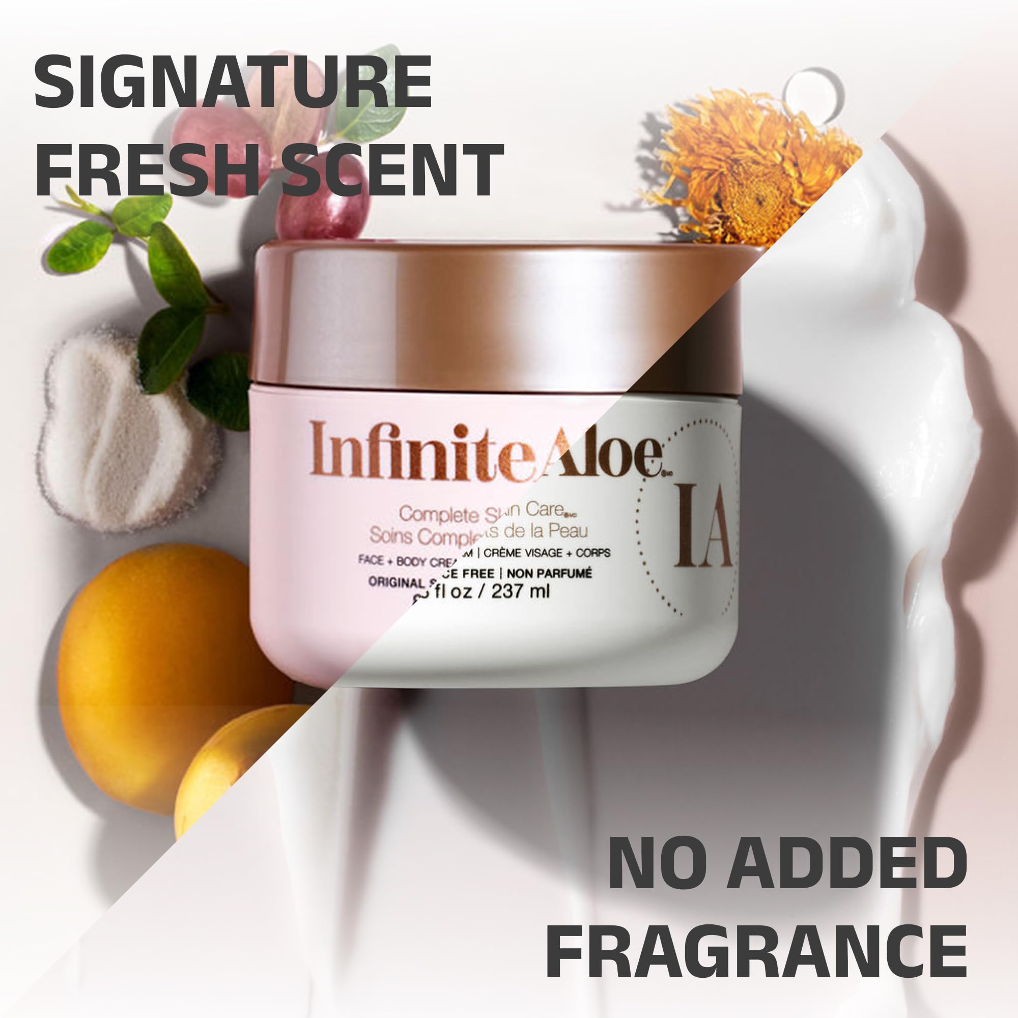 Formulation sans parfum InfiniteAloe adaptée aux peaux sensibles.