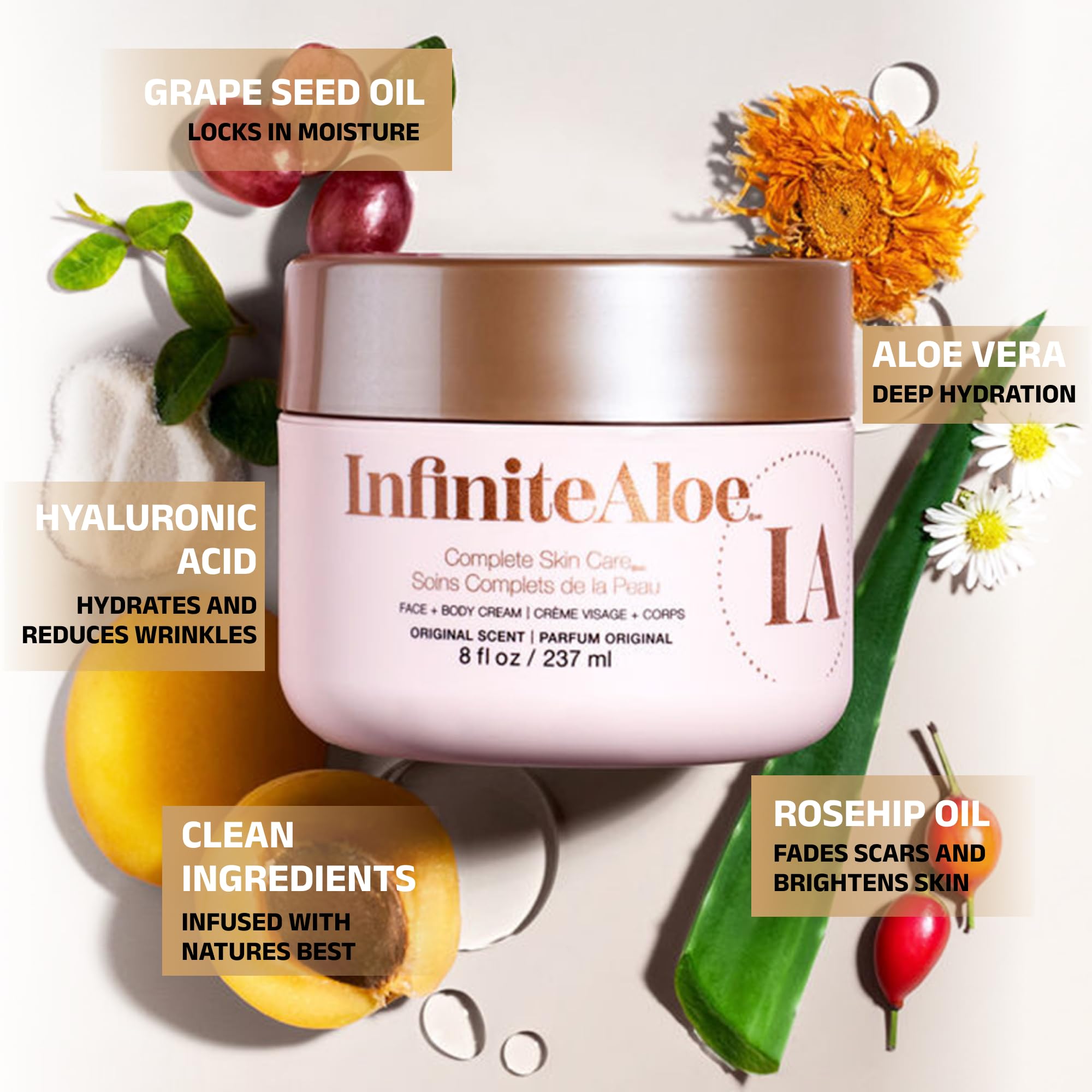 InfiniteAloe Petit pot voyageur, crème visage et corps pratique en déplacement.