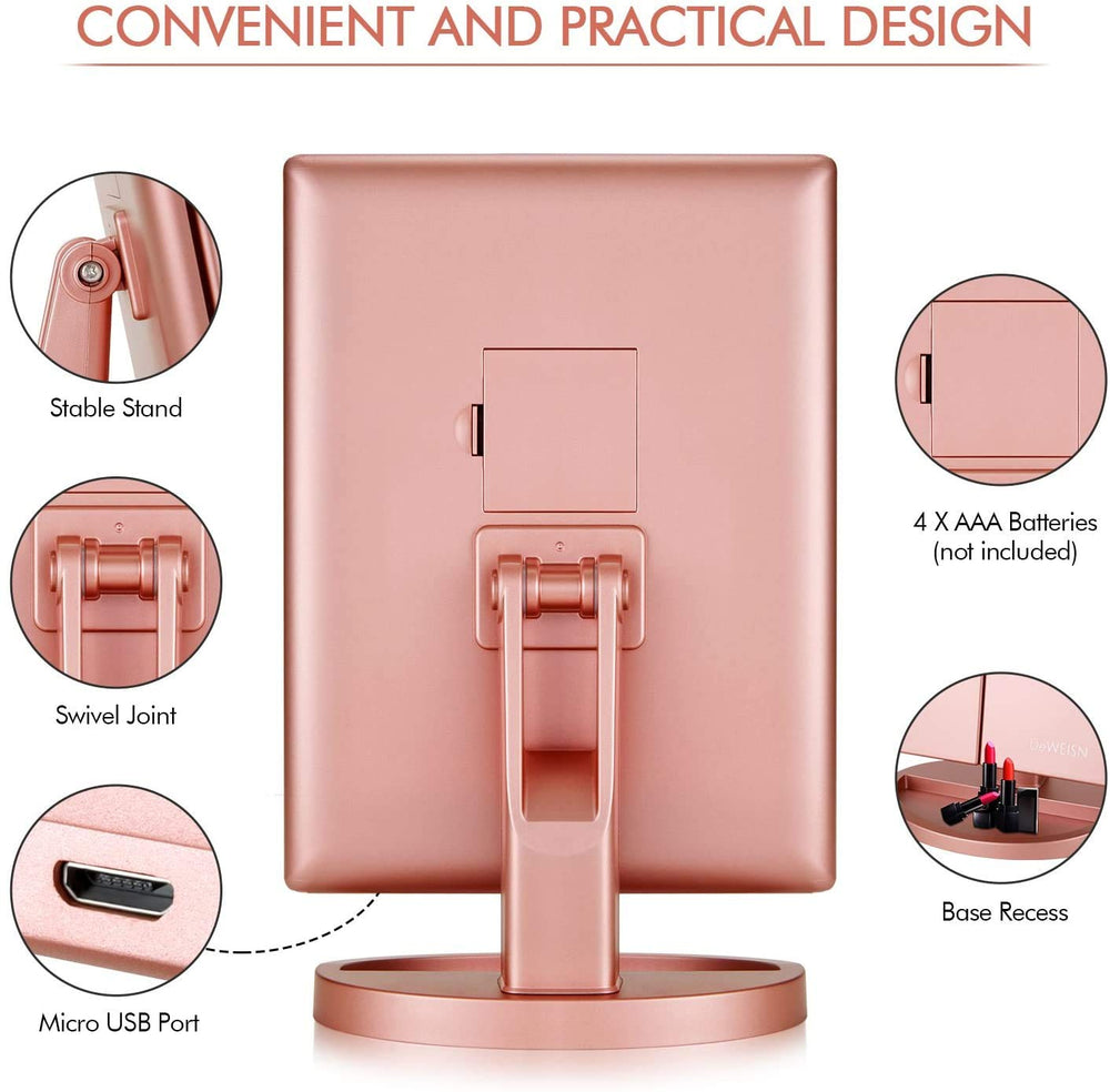Infitrans miroir tri-fold éclairage tactile puissant et réglable