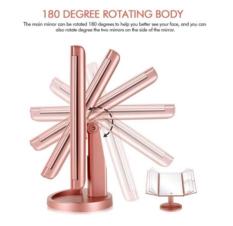 Infitrans miroir tri-fold rotation ajustable pour vue parfaite