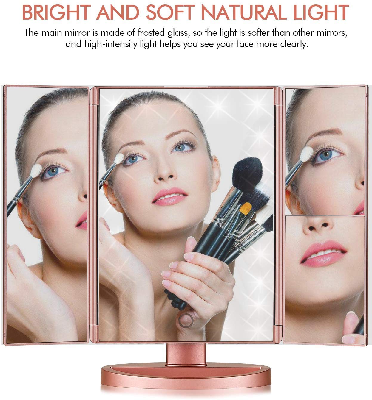 Infitrans miroir tri-fold 2x grossissement pour détails des yeux et sourcils